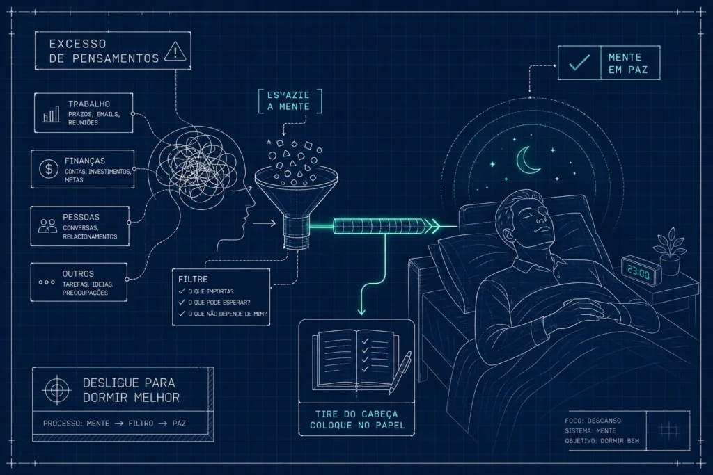 Infográfico da rotina noturna do executivo para parar de pensar na hora de dormir