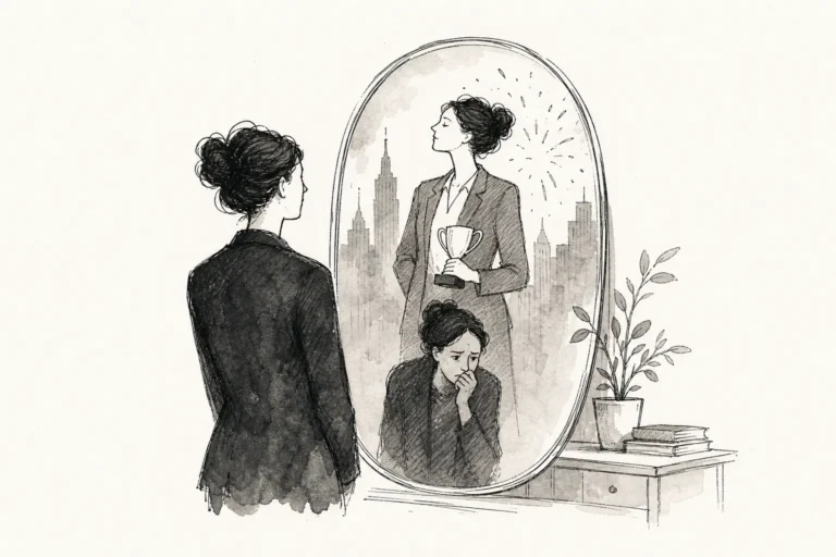 Ilustração sobre a relação entre síndrome do impostor e sucesso profissional